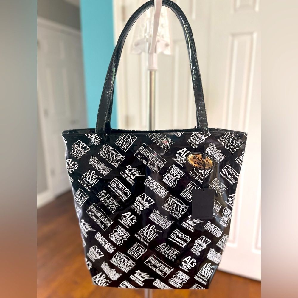 Alexander Wang Black Patent Leather Printed Tote Bag. NWT